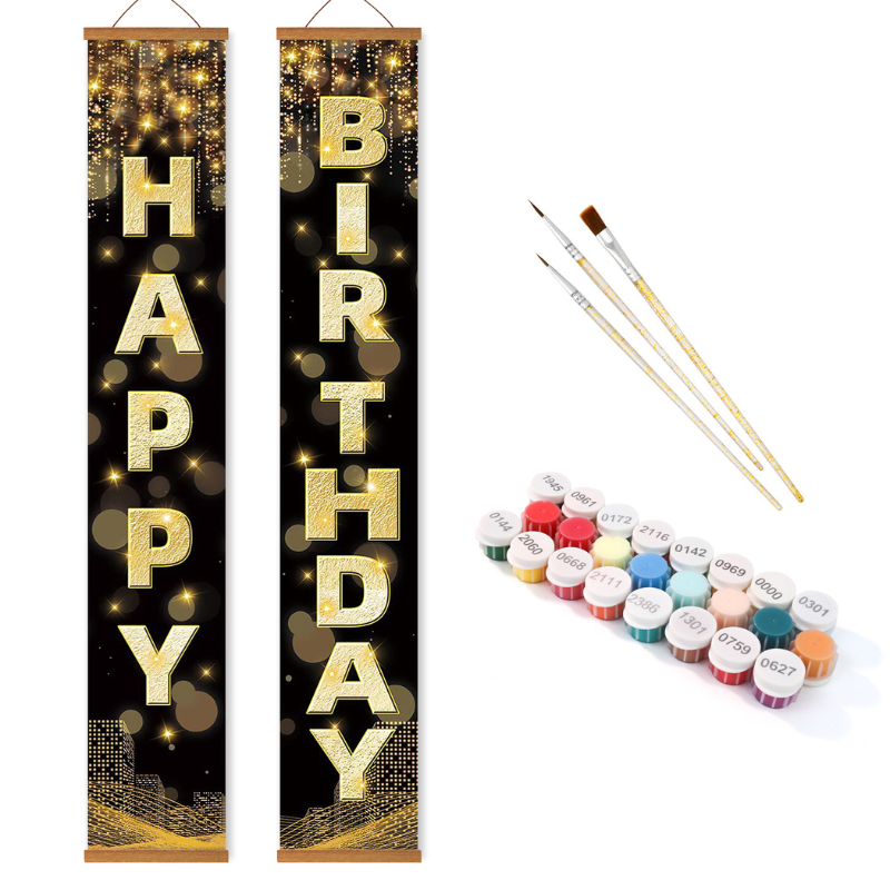 Birthday Wishes Hanging Scroll Paint by Numbers Kit