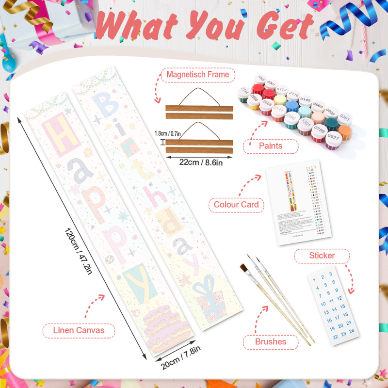 Birthday Candles Hanging Scroll Paint by Numbers Kit