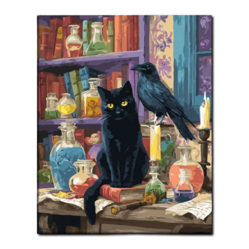 Black Cat and Raven Paint by Numbers