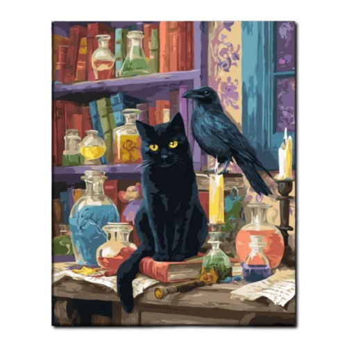 Black Cat and Raven Paint by Numbers