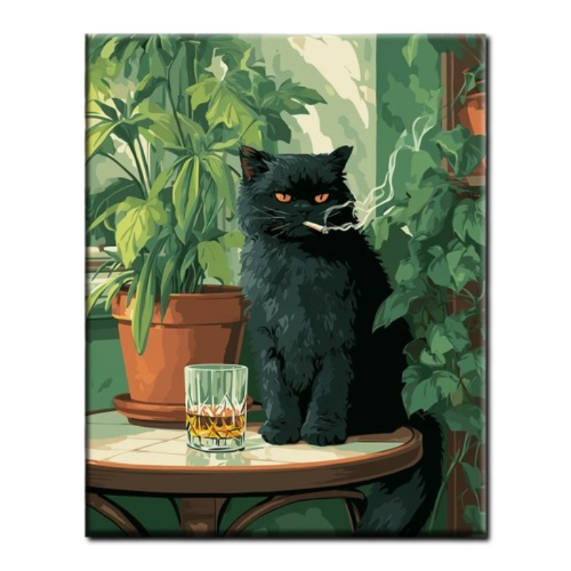 Black Cat with Attitude Paint by Numbers