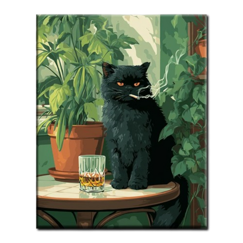 Black Cat with Attitude Paint by Numbers