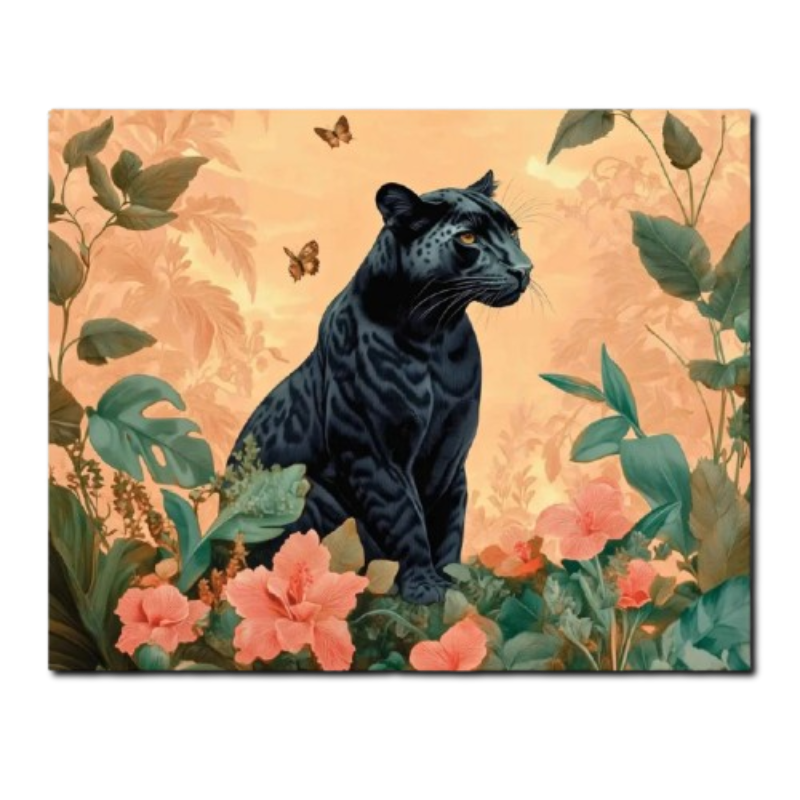 Black Panther in Bloom Paint by Numbers