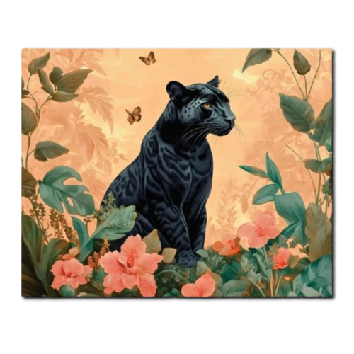 Black Panther in Bloom Paint by Numbers