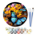 Blue Butterfly Floral Paint by Numbers Clock Kit