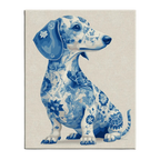 Blue Floral Dachshund Paint by Numbers