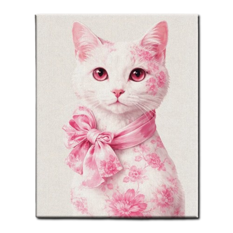 Blush Blossom Cat Paint by Numbers