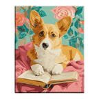Bookworm Corgi Paint by Numbers