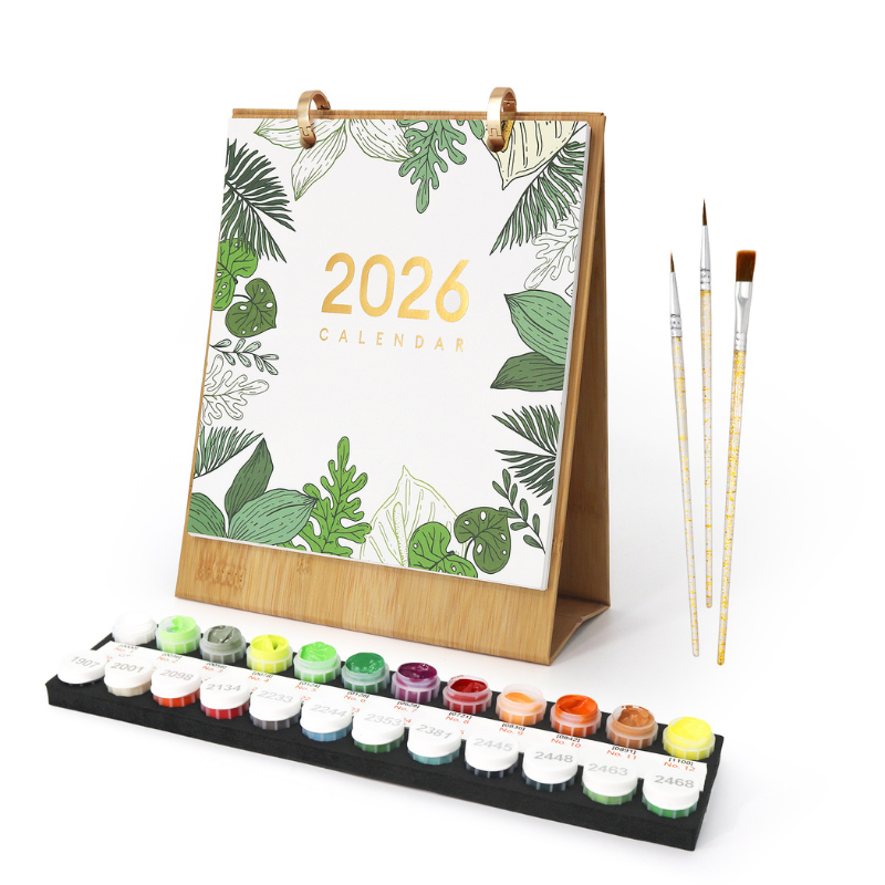 Botanical Leaves Paint by Numbers Desk Calendar