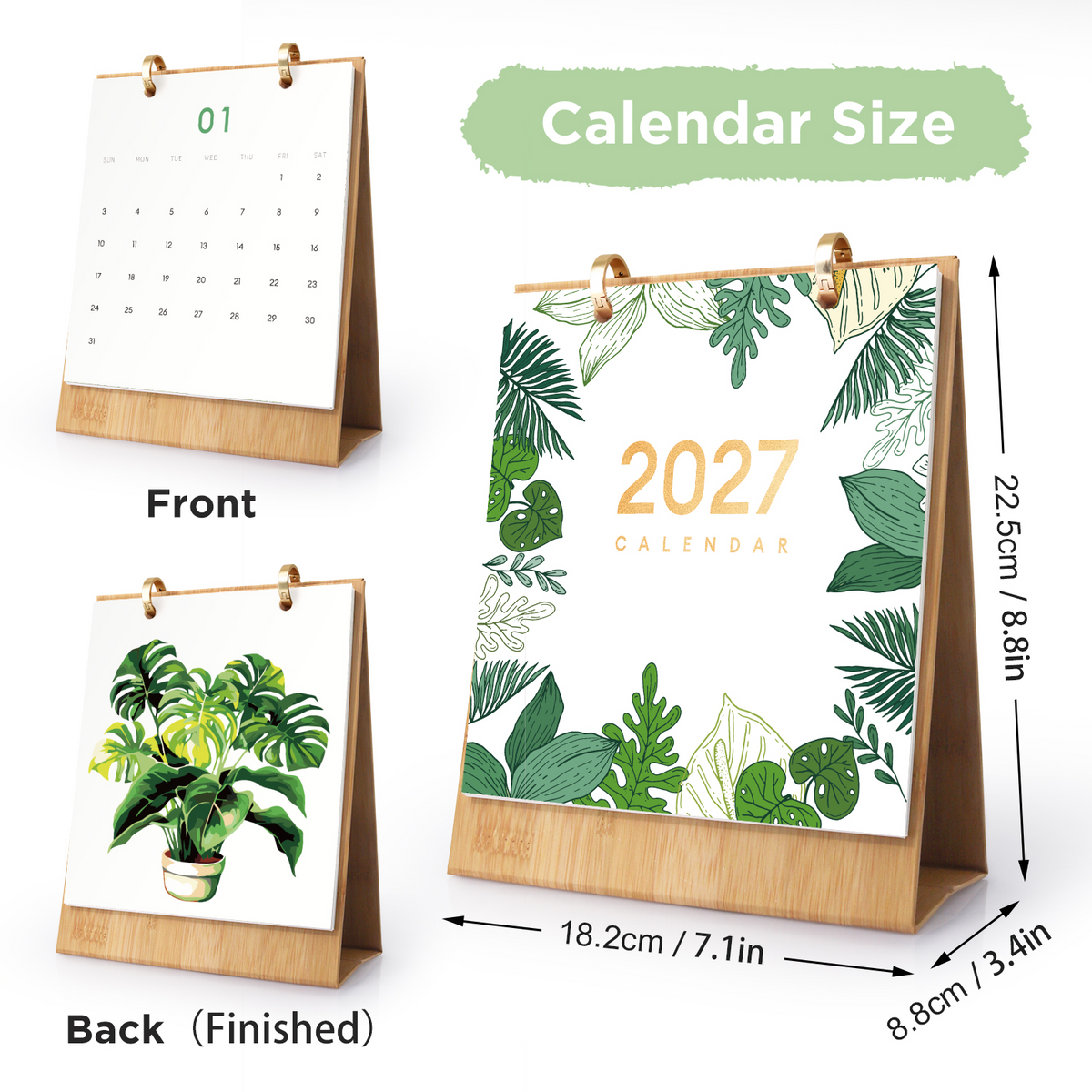 Botanical Leaves Paint by Numbers Desk Calendar