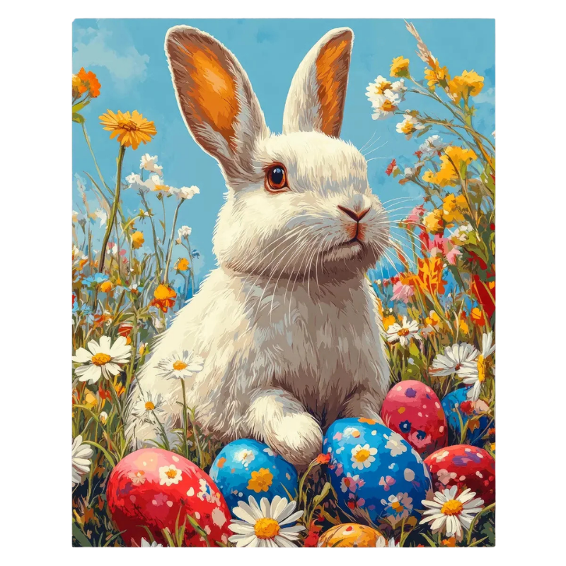 Bunny in the Flower Garden Paint by Numbers