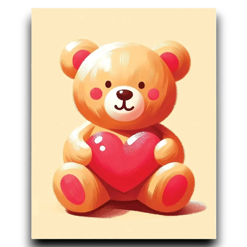 Sweetheart Teddy Bear Kids Paint by Numbers kit