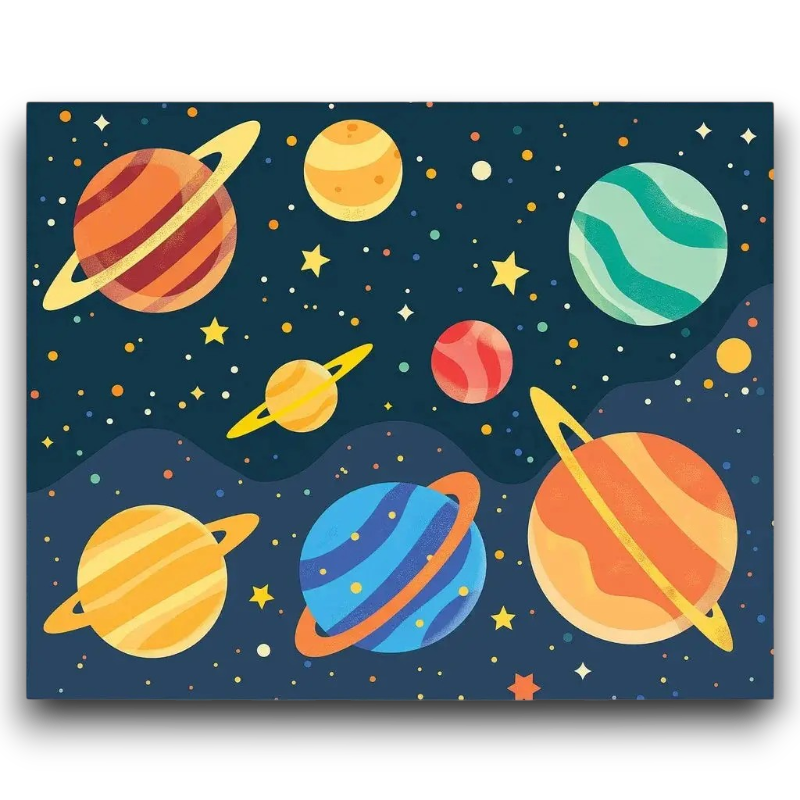 Colorful Solar System Kids Paint by Numbers kit