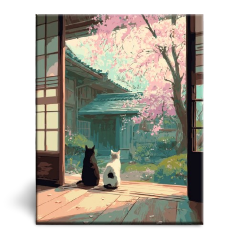 Cats in a Japanese Home Paint by Numbers