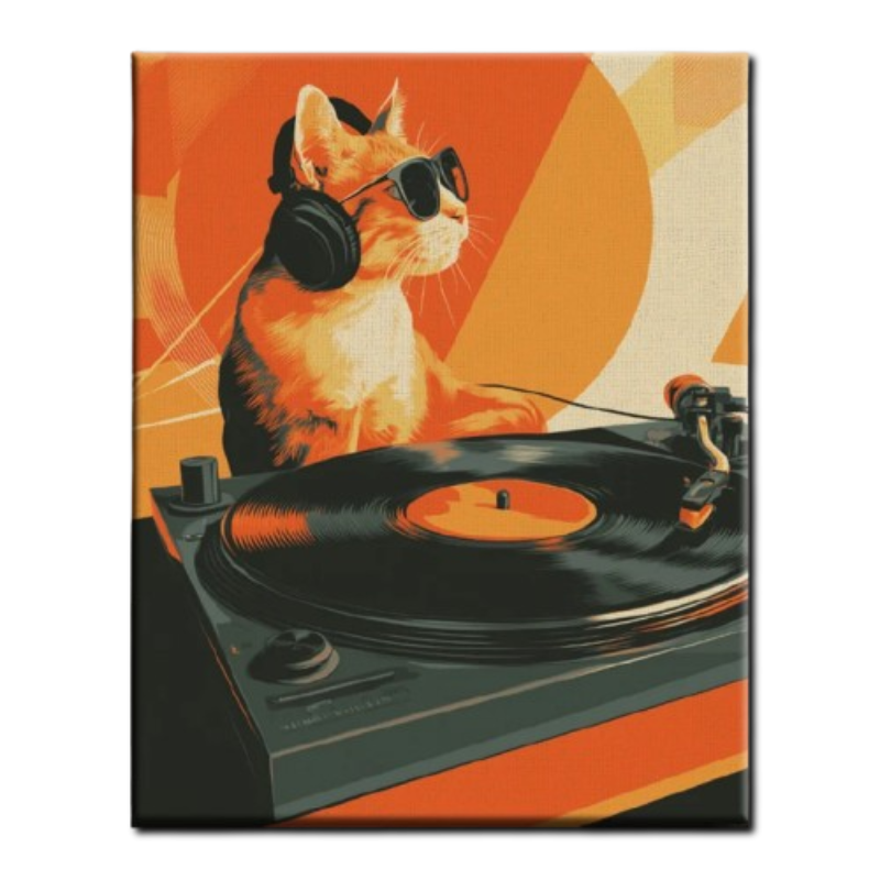 Cat with Headphones Paint by Numbers