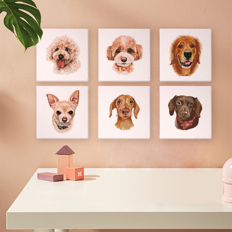 Charming Dog Faces Mini Paint by Numbers