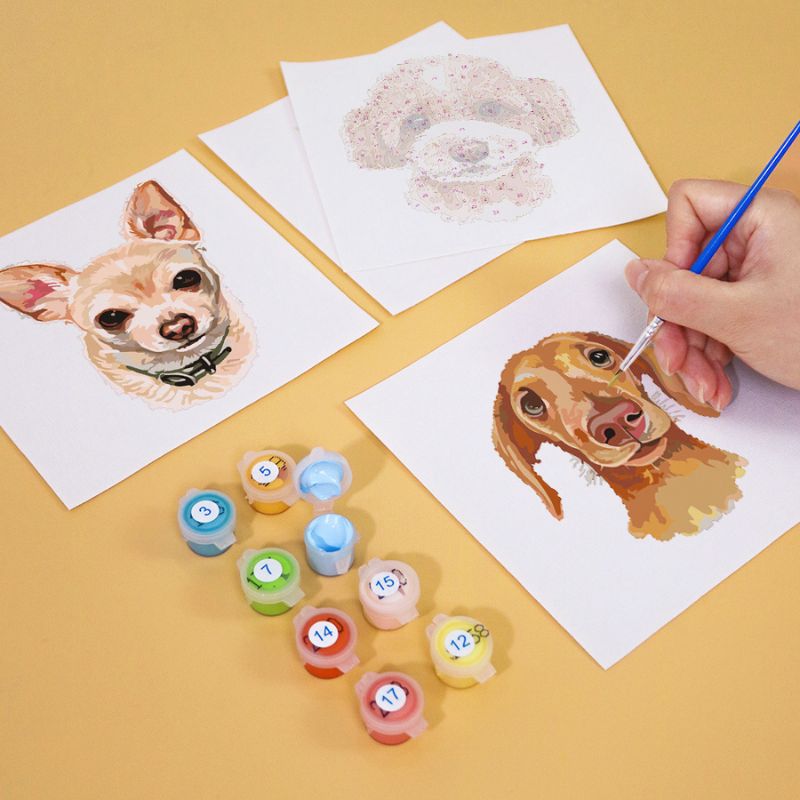 Charming Dog Faces Mini Paint by Numbers