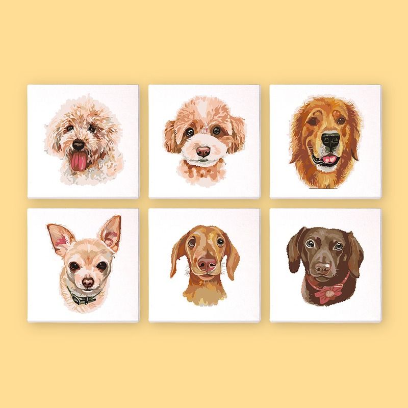 Charming Dog Faces Mini Paint by Numbers