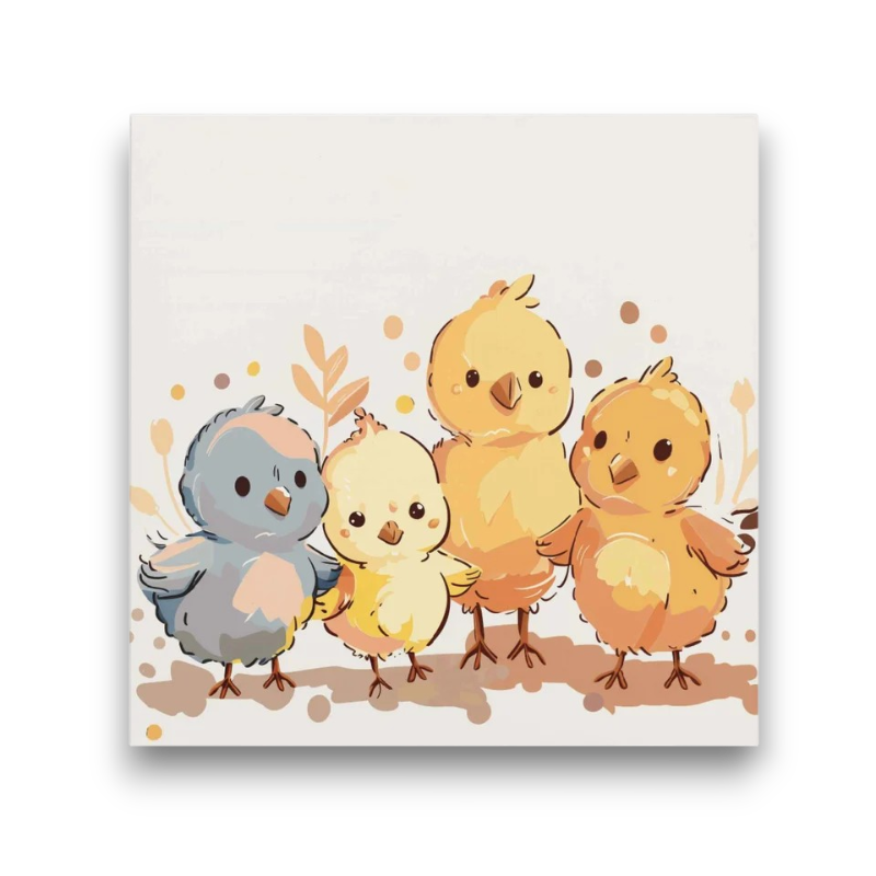 Cheerful Chick Family Kids Paint by Numbers