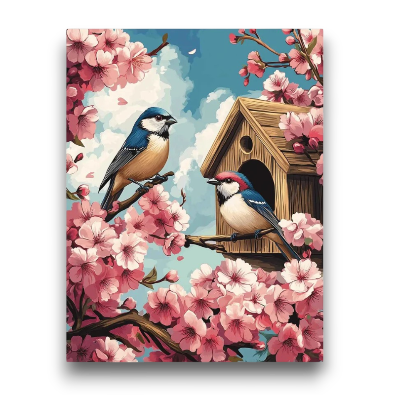 Cherry Blossom Birds Paint by Numbers