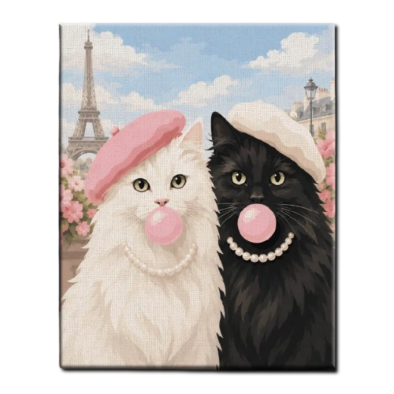 Chic Cats in Paris Paint by Numbers