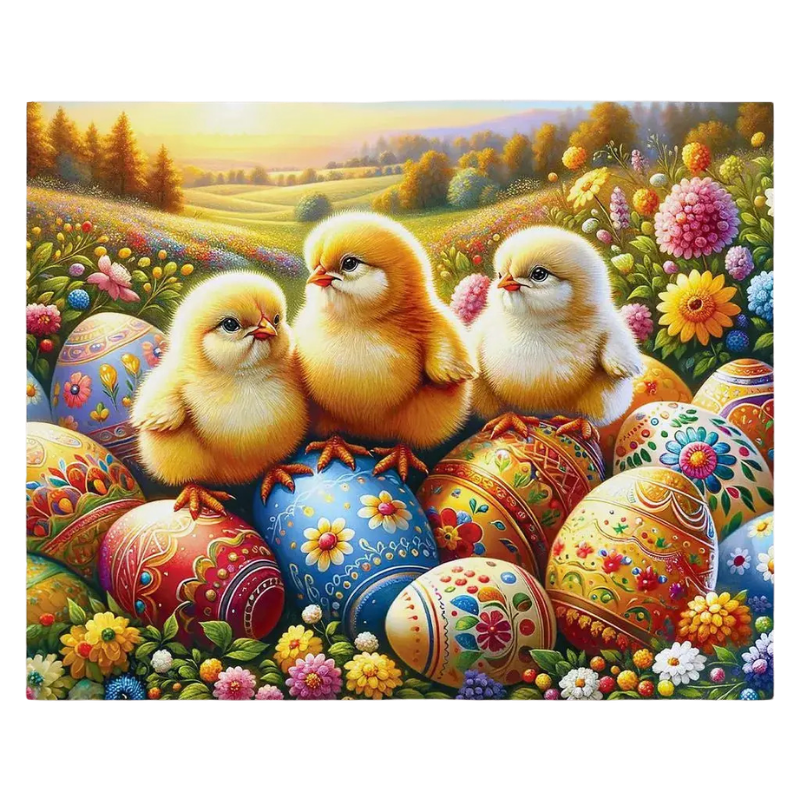 Chicks and Floral Easter Eggs Paint by Numbers