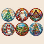 Christmas Stained Glass 6-Pieces Paint by Numbers Placemat