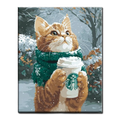 Christmas Coffee Cat Paint by Numbers