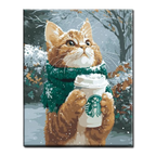 Christmas Coffee Cat Paint by Numbers