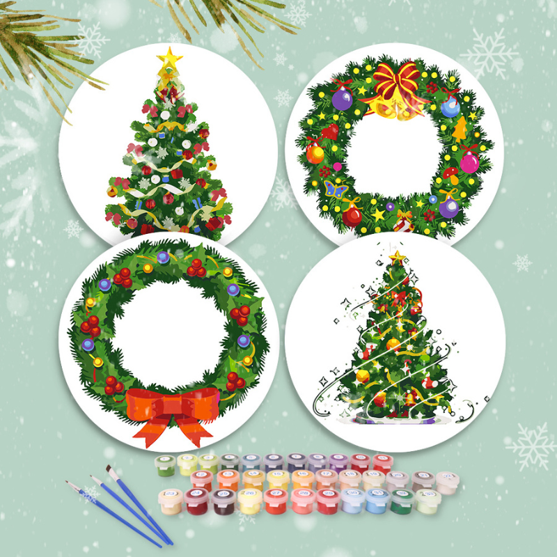 Christmas Greenery 4-Pieces Paint by Numbers Placemat