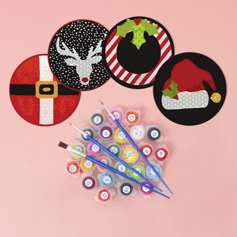 Christmas Icons Paint by Numbers Coasters