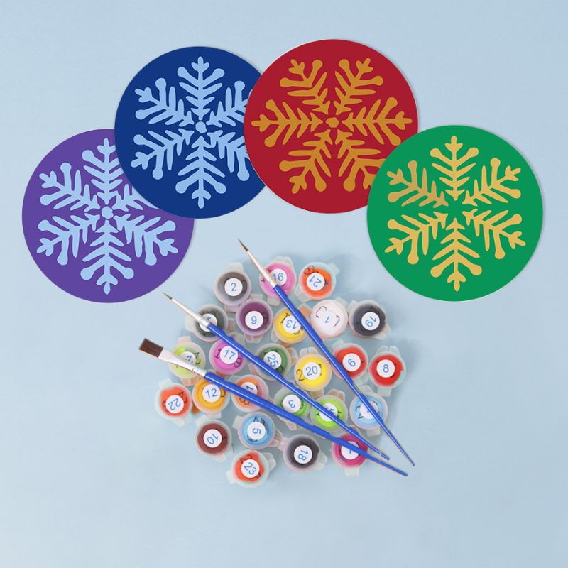 Christmas Snowflake Paint by Numbers Coasters