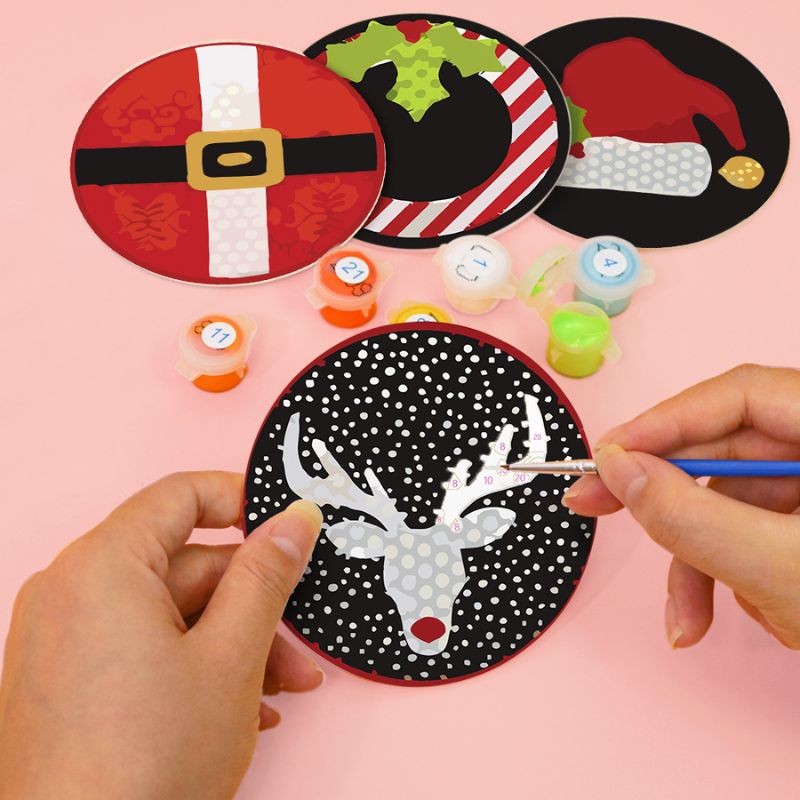 Christmas Icons Paint by Numbers Coasters