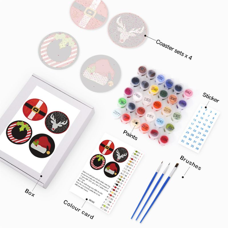 Christmas Icons Paint by Numbers Coasters