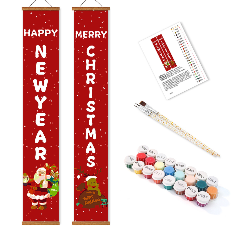 Christmas & New Year Hanging Banner Paint by Numbers Kit