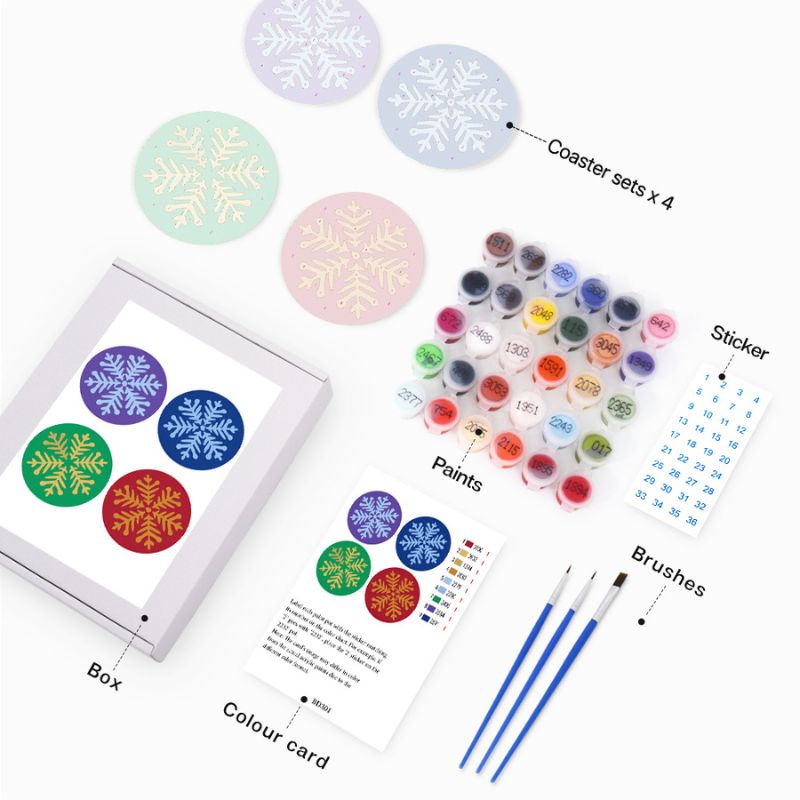 Christmas Snowflake Paint by Numbers Coasters
