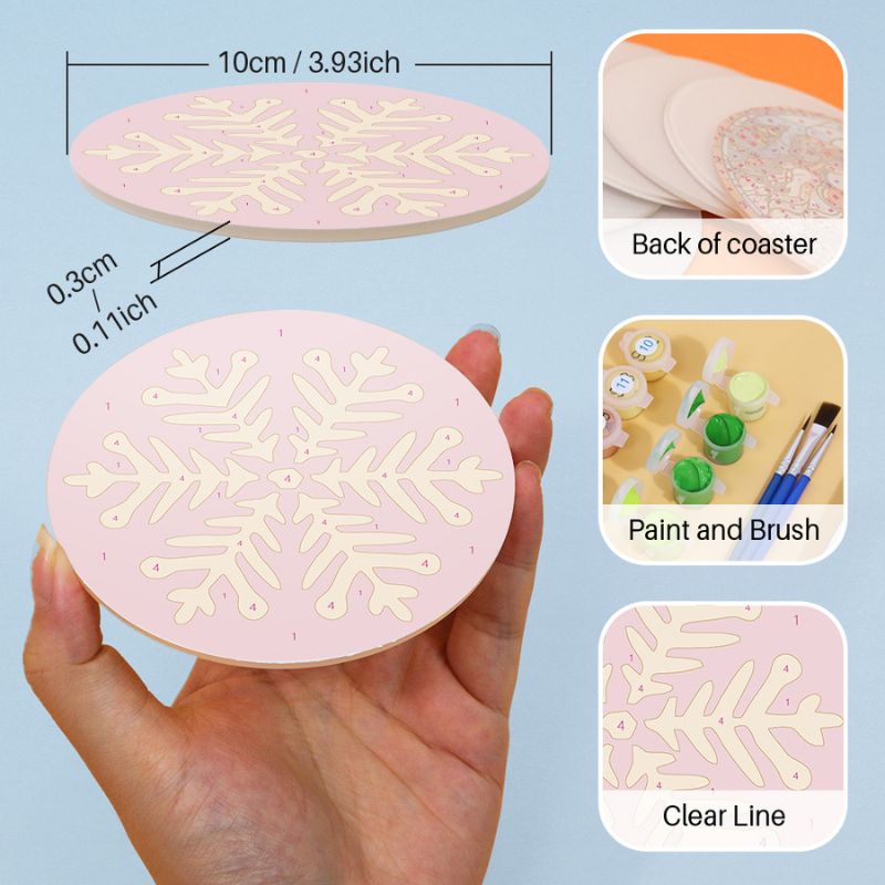 Christmas Snowflake Paint by Numbers Coasters