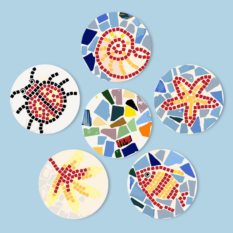 Coastal Mosaic 6-Piece Paint by Numbers Placemat
