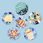 Coastal Sea Life Mosaic 6-Piece Paint by Numbers Placemat