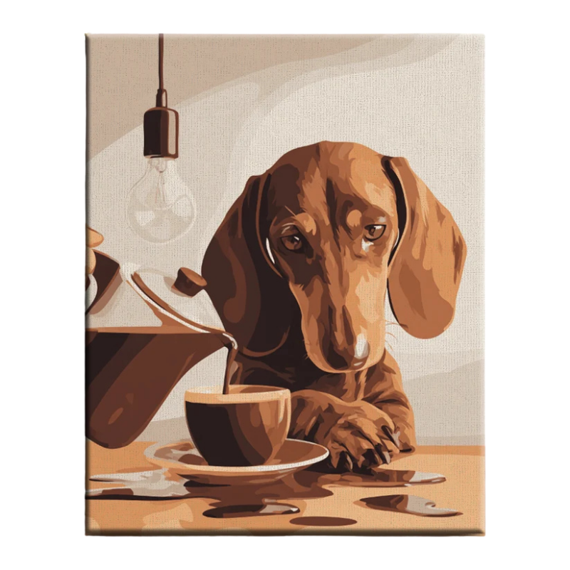 Coffee Time Dachshund Paint by Numbers