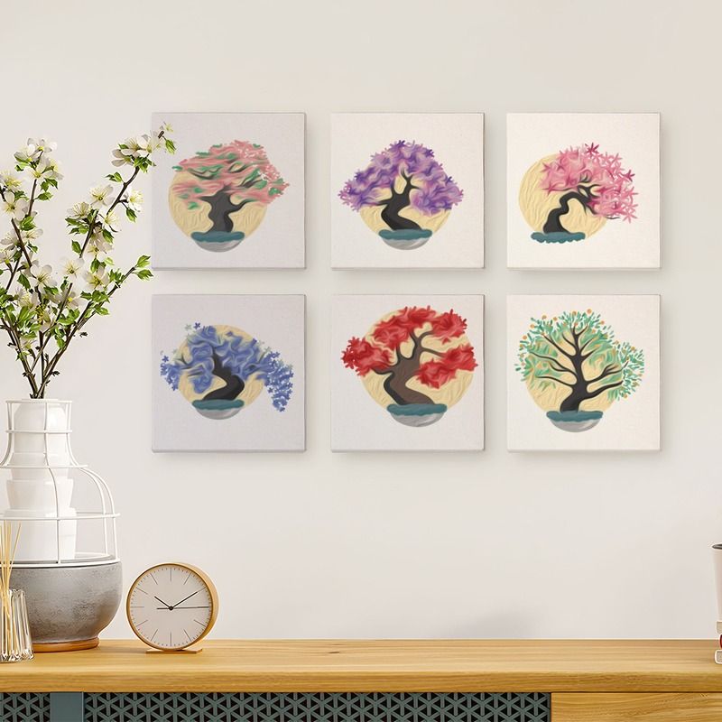 Colorful Bonsai Trees Mini Paint by Numbers