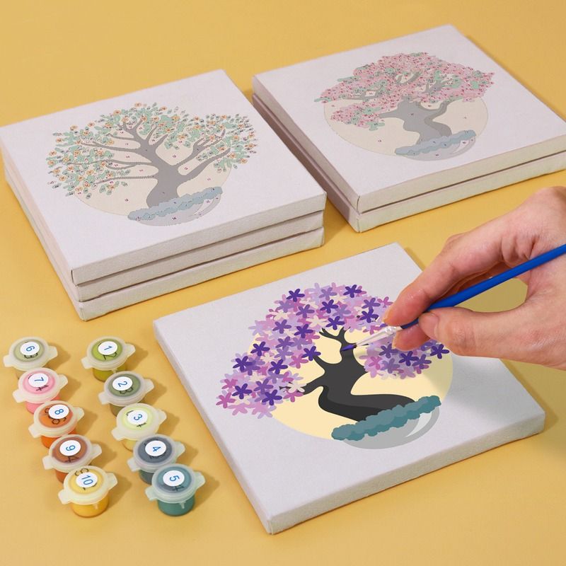 Colorful Bonsai Trees Mini Paint by Numbers