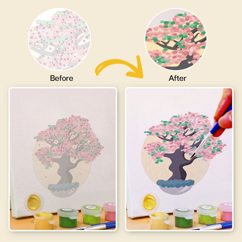 Colorful Bonsai Trees Mini Paint by Numbers