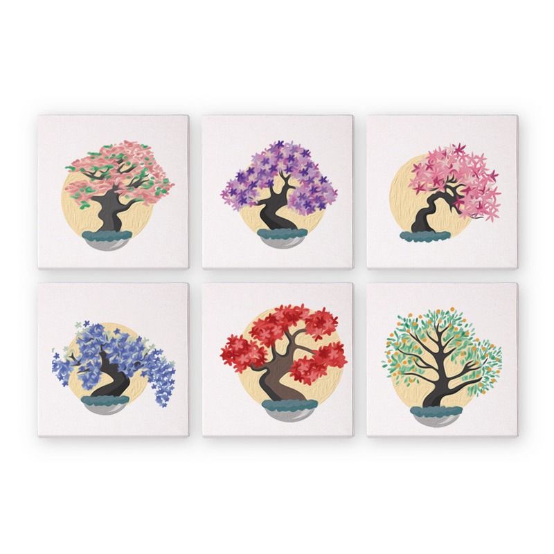 Colorful Bonsai Trees Mini Paint by Numbers