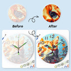 Colorful Cat Portrait Paint by Numbers Clock Kit