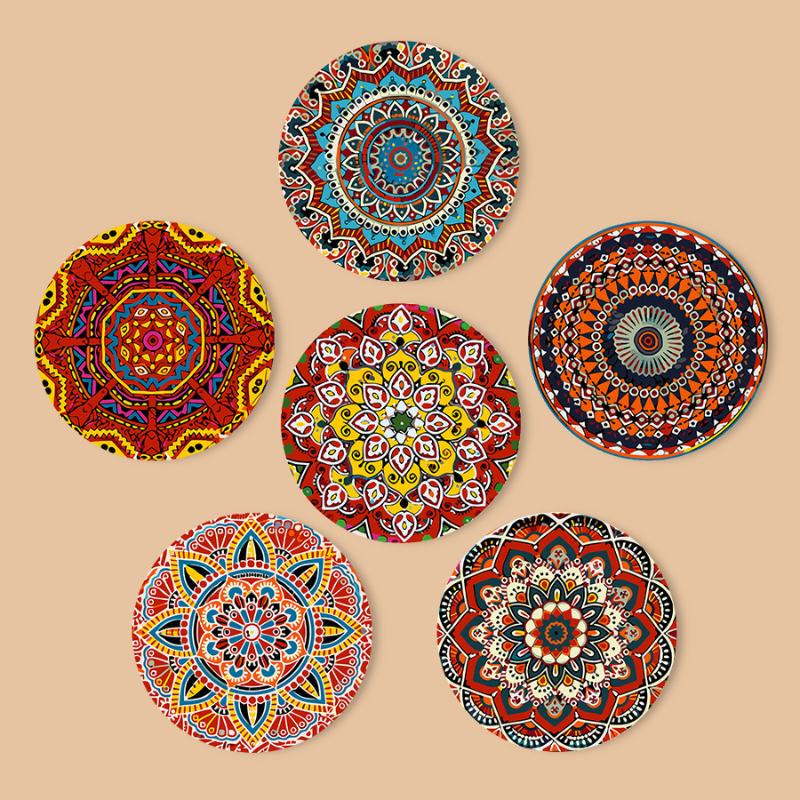 Colorful Mandala Art 6-Pieces Paint by Numbers Placemat