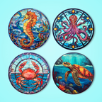 Colorful Marine Life 4-Piece Paint by Numbers Placemat