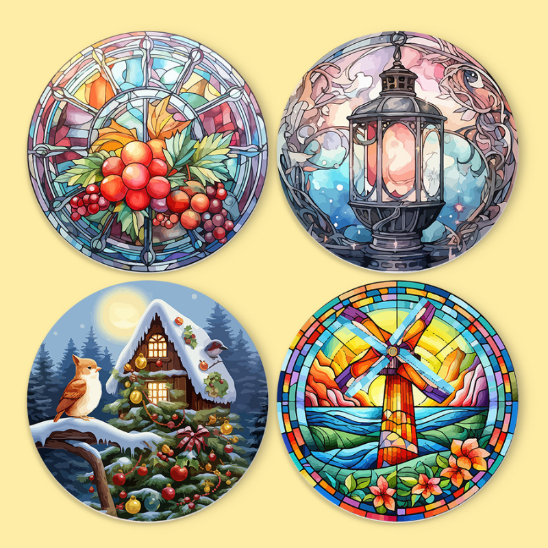 Colorful Winter Moments 4-Piece Paint by Numbers Placemat