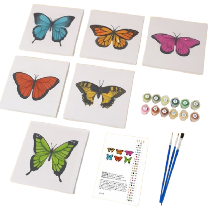 Colourful Butterflies - 6 Mini Paintings