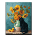 Cozy Black Cat with Sunflowers Paint by Numbers